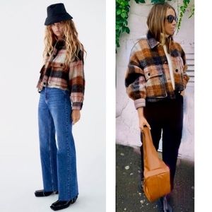 Zara plaid cropped shirt jacket in small